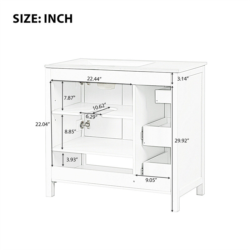 36″ Black Bathroom Vanity with Sink Top,Vanity Cabinet with 2 Doors & 2 Drawers