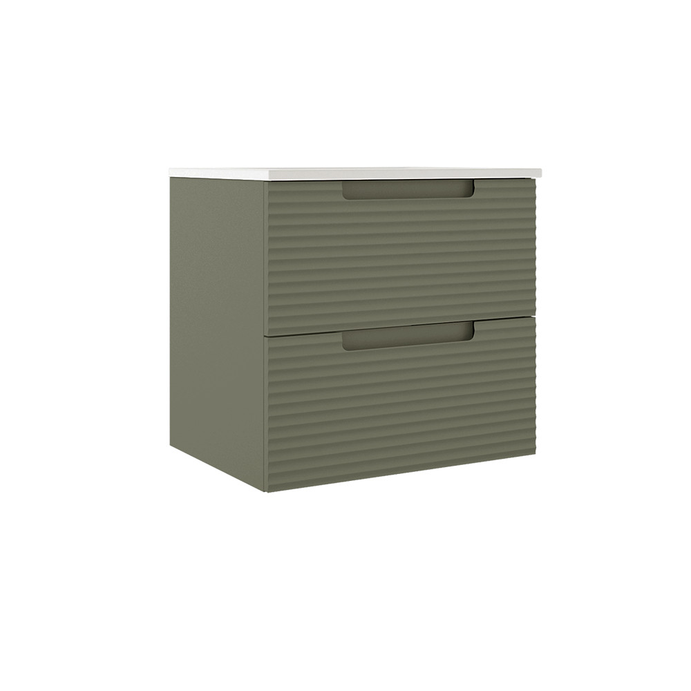 Coda 24″ Two Drawer Wall-Mounted Vanity – Sage Green Ripple