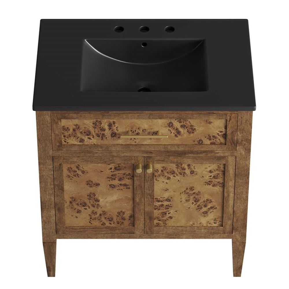 Modway Elysian 30″ Modern Wood Bathroom Vanity in Black and Brown
