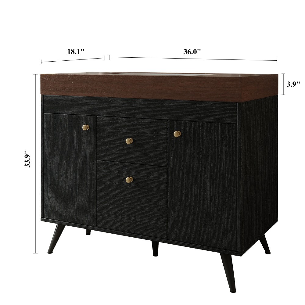 36″ Modern Bathroom Vanity w/ Sintered Stone Top, Ceramic Sink & Smart Storage