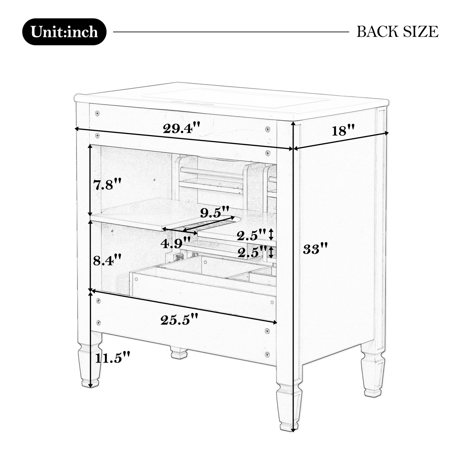 30″ Bathroom Vanity with Ceramic Sink, Two Doors & Drawer, Green