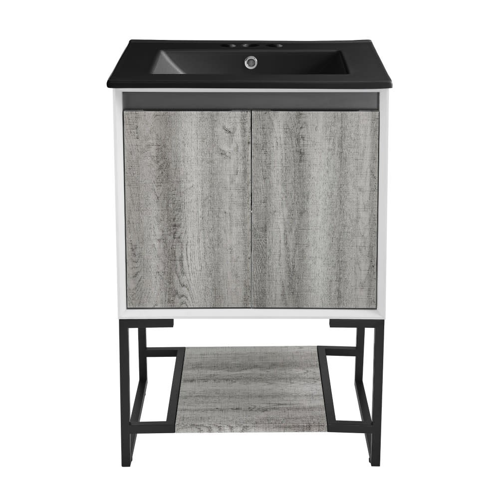 Swiss Madison SM-BV142-3MB Marseille 24″ – Gray Oak / Matte Black