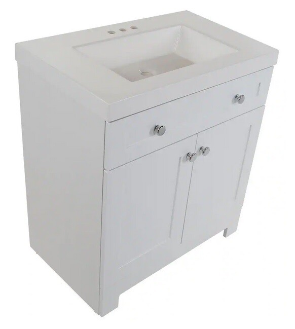 Glacier Bay Everdean 30.50 x 18.75 Bath Vanity in White with Cultured Marble Top
