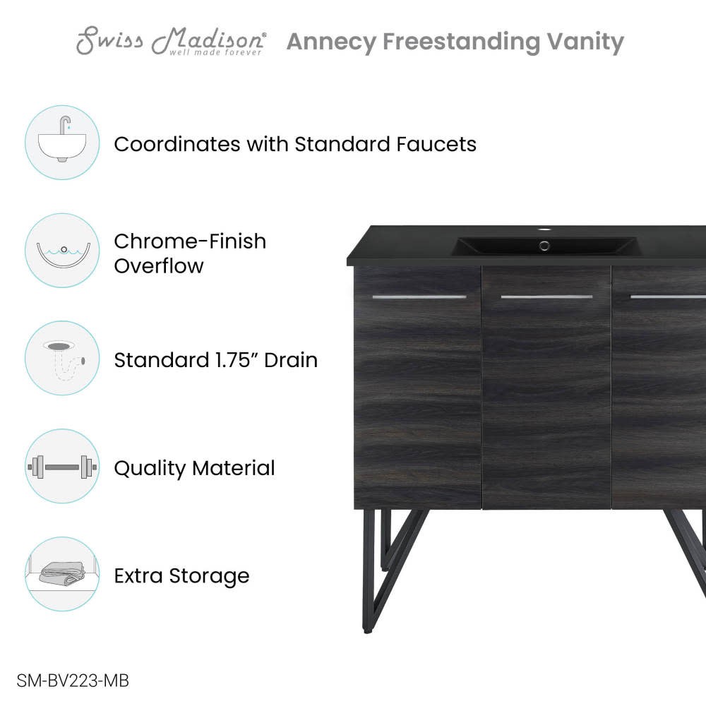 Swiss Madison SM-BV223MB Annecy 36″ – Black Walnut / Matte Black