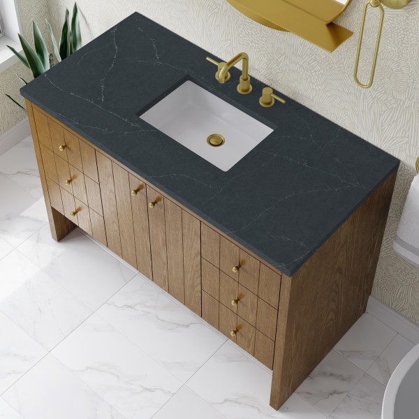 48″ James Martin Hudson 435-V48-HNO-3CSP Vanity Cabinet Charcoal Soapstone Top