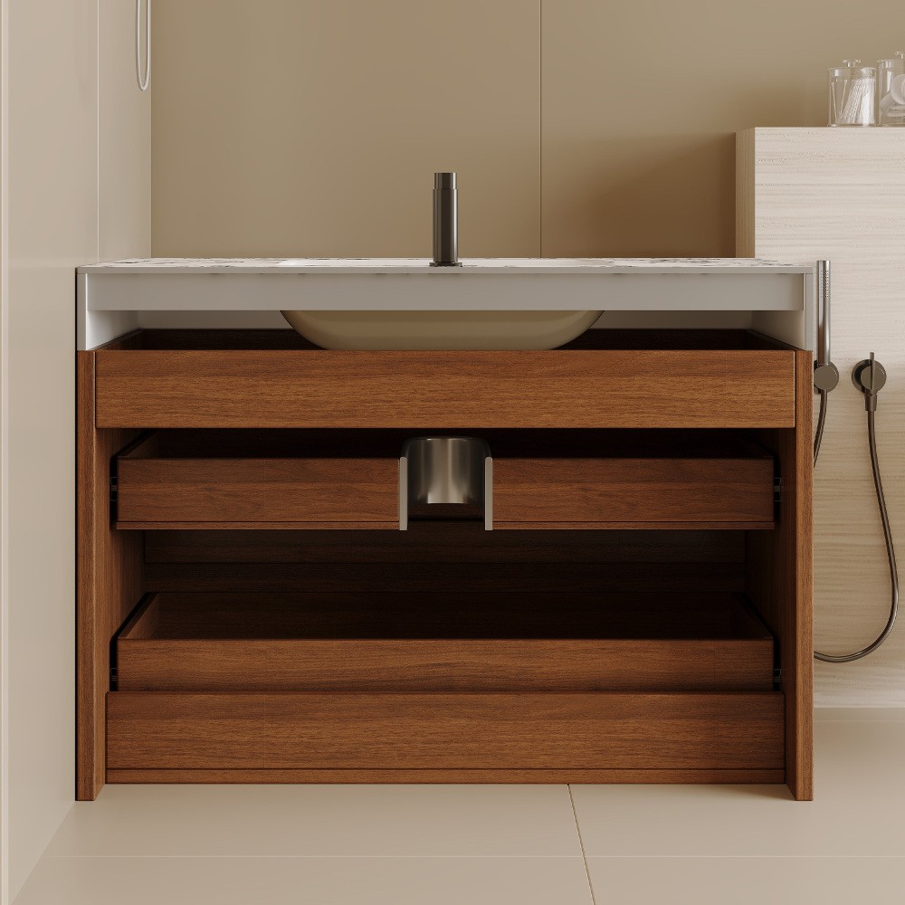 29.9″ Floating Bathroom Vanity with Marble Top & Undermount Sink, Wall-Mounted