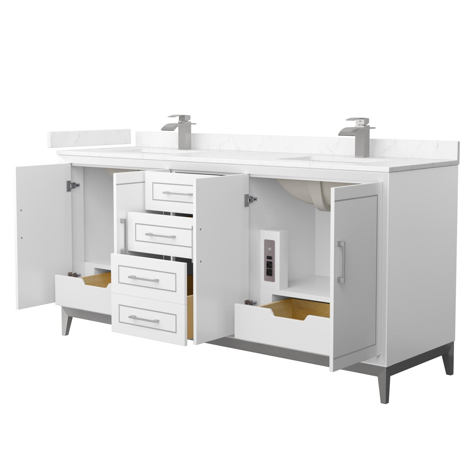 Wyndham Collection WCH515172D-VCA-UNSMXX Marlena 72″ – White / Carrara Cultured