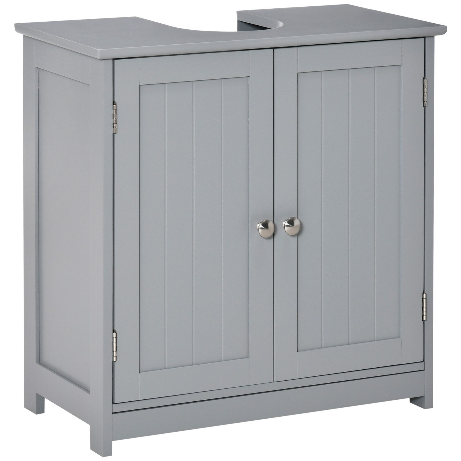 Short Pedestal Sink Washroom Storage Furniture w/Double Doors and Moveable Shelf