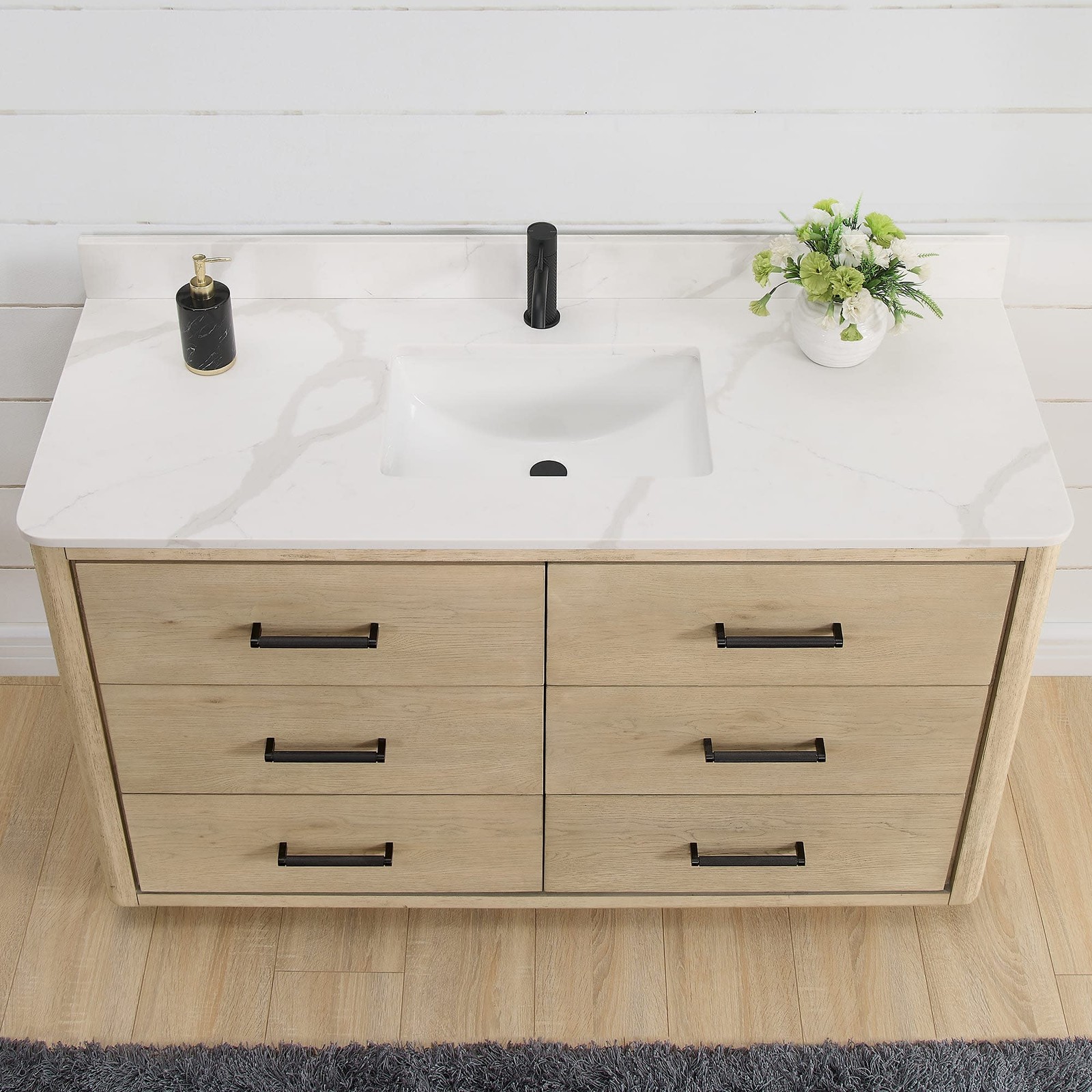 Miseno MV-NM-706555 Porto 54″ – Aged Natural Oak / Fish Maw White