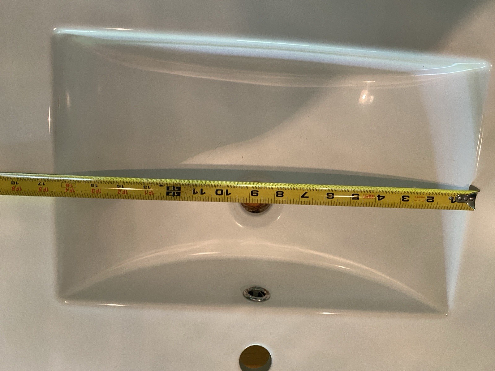 24″ Ceramic Vanity Top Sink, Modern Rectangular Bathroom Basin with Faucet Hole