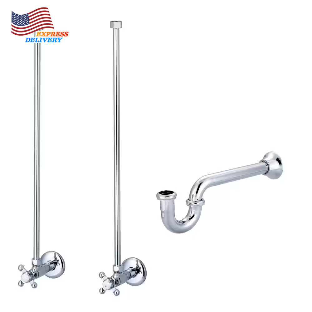 30 In Brass Wash Stand Legs with Chrome Connectors and P-Trap Kit FREE SHIPPING