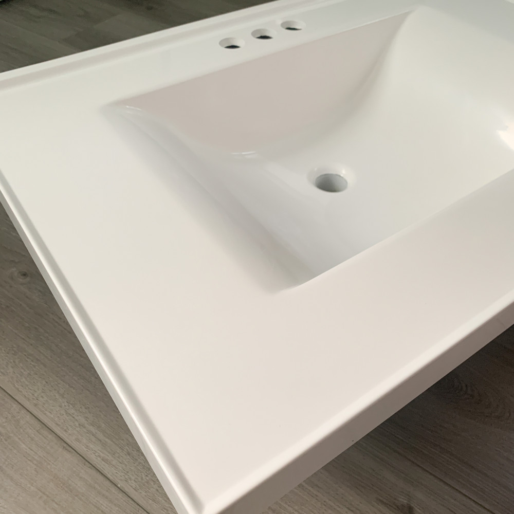White Vanity Sink Top – 31″ x 22″ Solid White • RSI Home Products WV213-3X