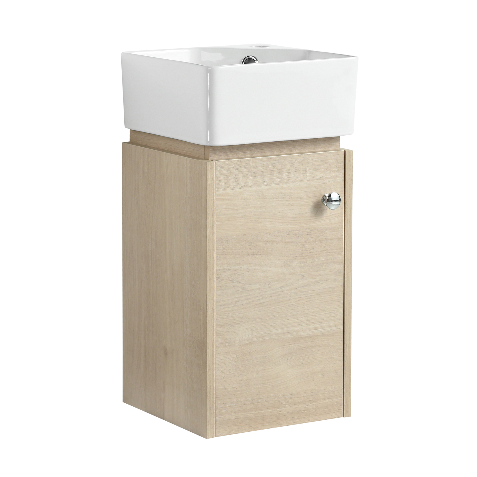 12″ Wood Bathroom Vanity Cabinet with Sink Ceramic Wall Mounted for Small Space