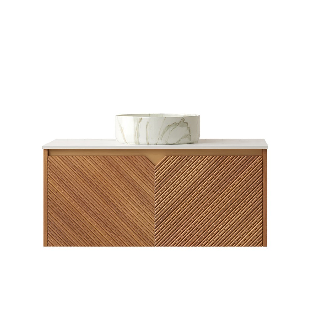 36″ Wall Mounted Bathroom Vanity w/Sink, Floating Bath Vanity Cabinet, 2 Doors