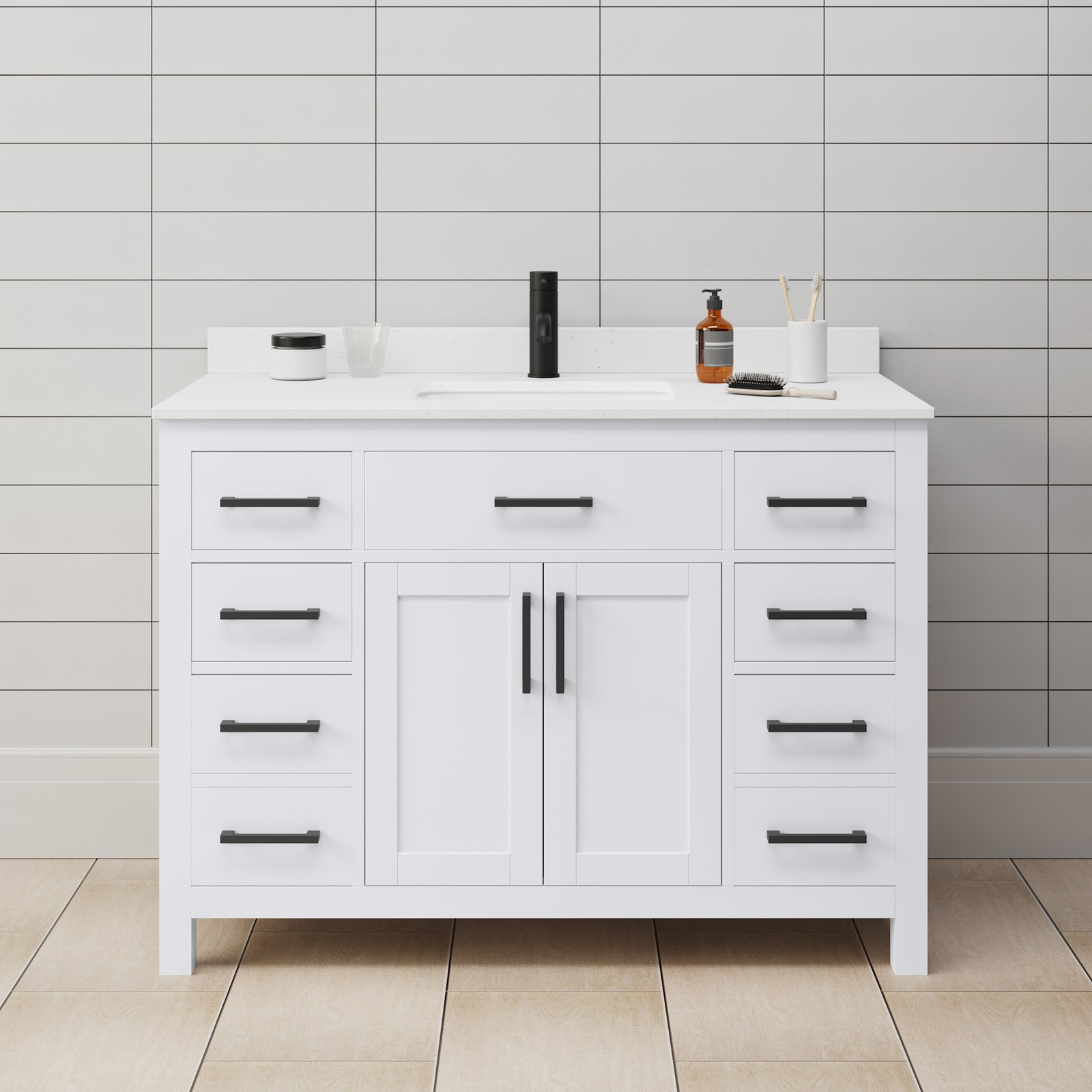 Wyndham Collection WCG242448S-UNSMXX Beckett 48″ – White / White Cultured Marble