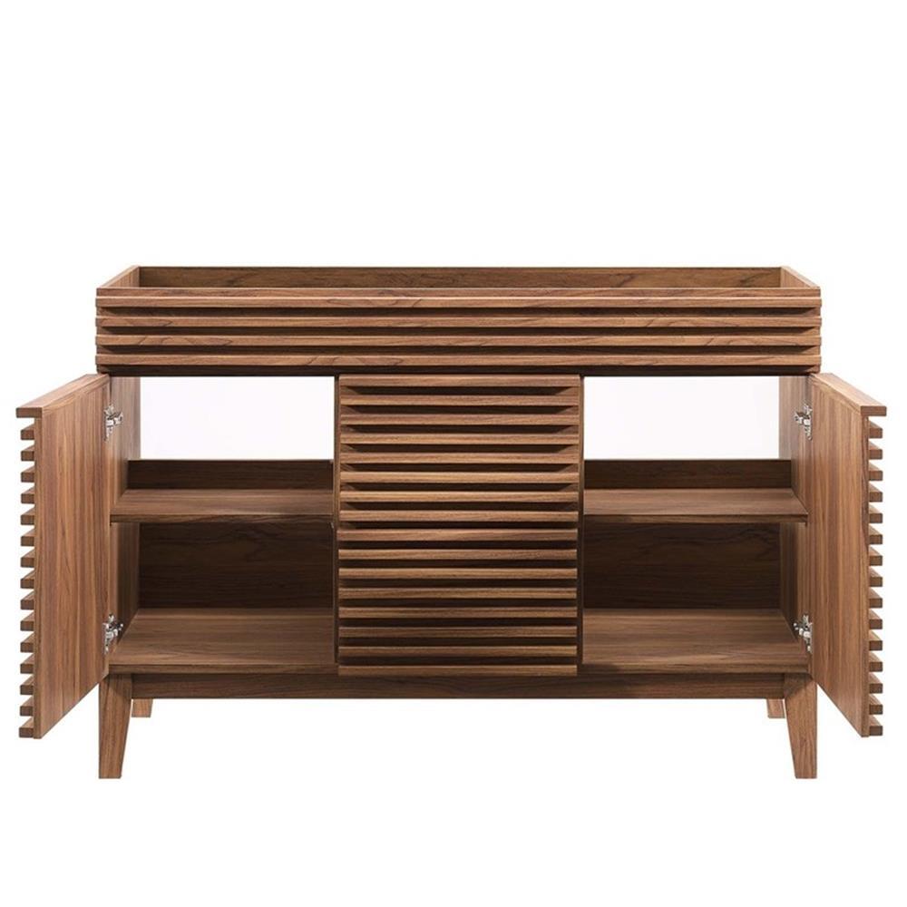 Modway Render 47″ MDF and Particleboard Bathroom Vanity Cabinet in Walnut