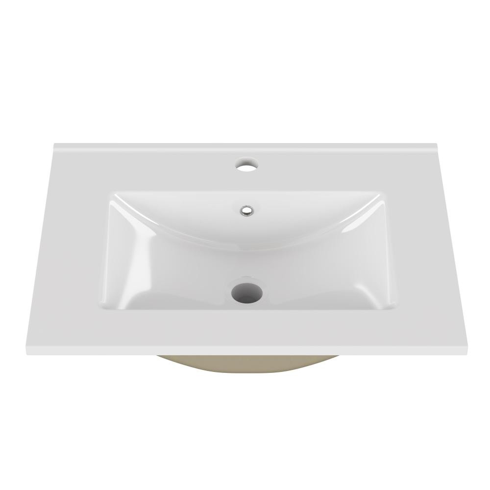 32-Inch White Ceramic Bathroom Sink, Fits 32-Inch Vanity,Pre-Drilled Faucet Hole