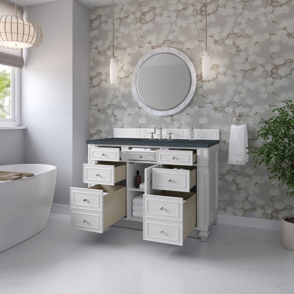 48″ James Martin Bristol 157-V48-BW-3CSP Vanity Cabinet Charcoal Soapstone Top
