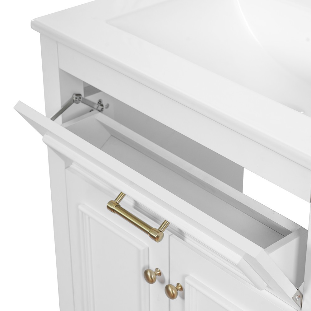 24″ Bathroom Vanity with Sink, Freestanding Bath Vanity Cabinet, Tip-Out Drawer