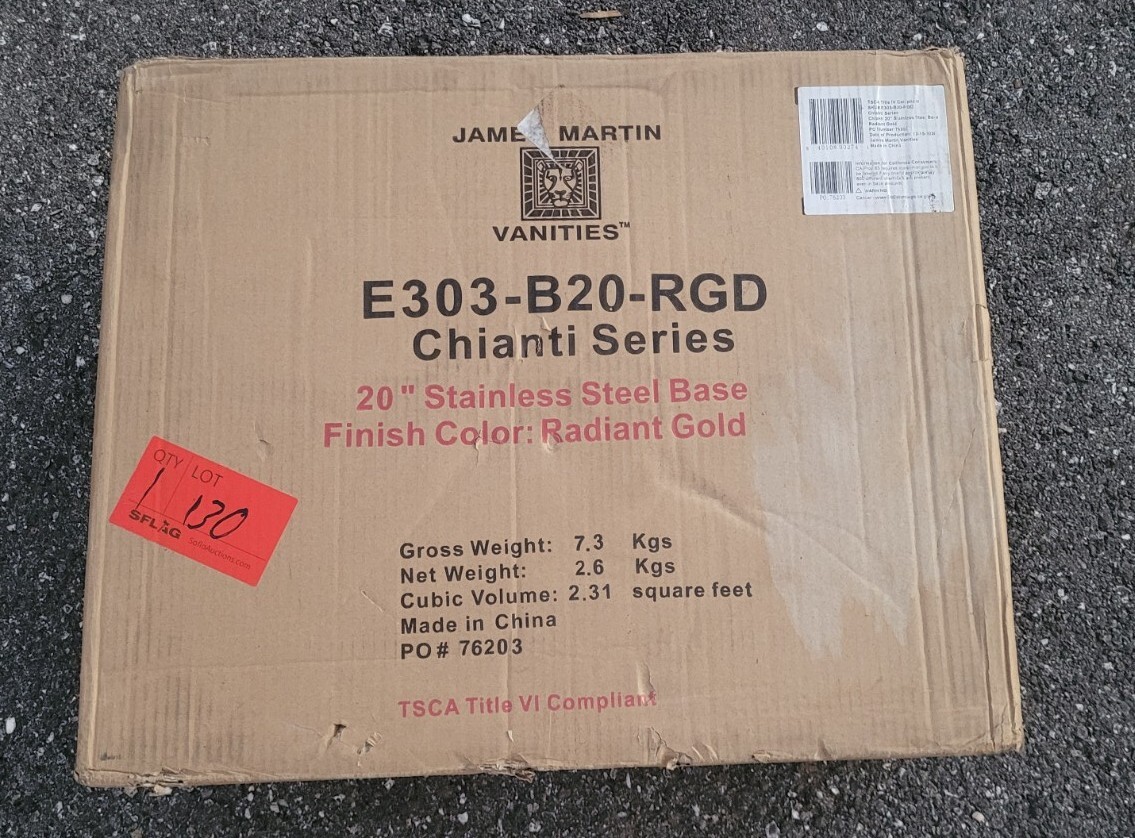 James Martin E303-B20-RGD Chianti 20″ Stainless Steel Base Radiant Gold