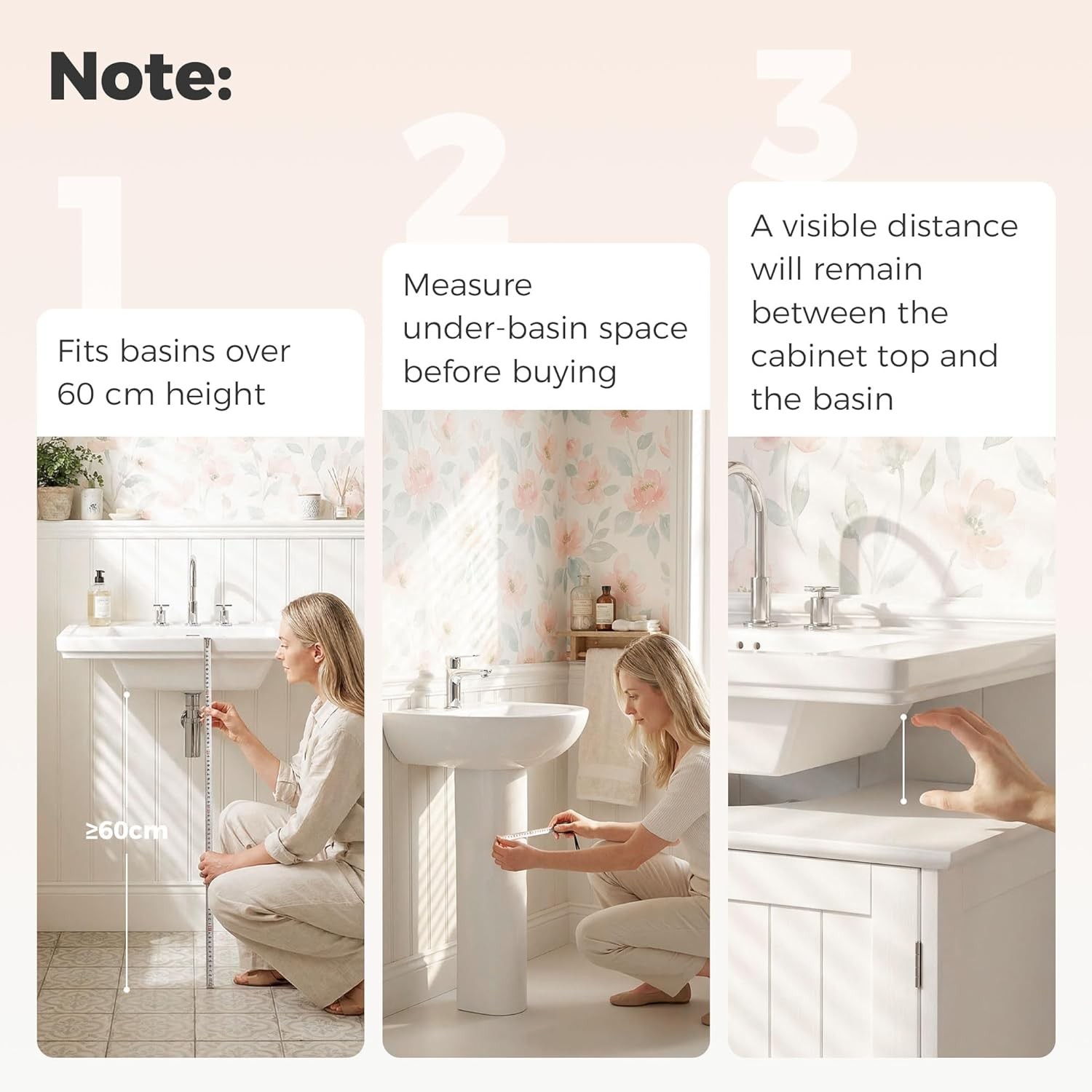 Bathroom Under Sink Cabinet – 23.5″ Freestanding Pedestal Sink Storage Cabinet