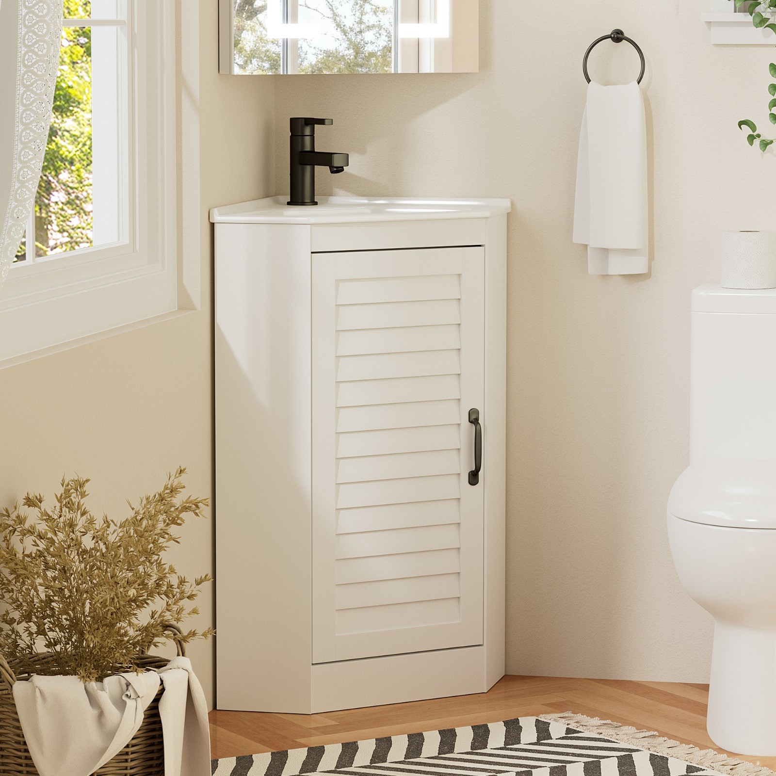 Corner Bathroom Vanity Sink Combo for Small Space Freestanding Compact Space New