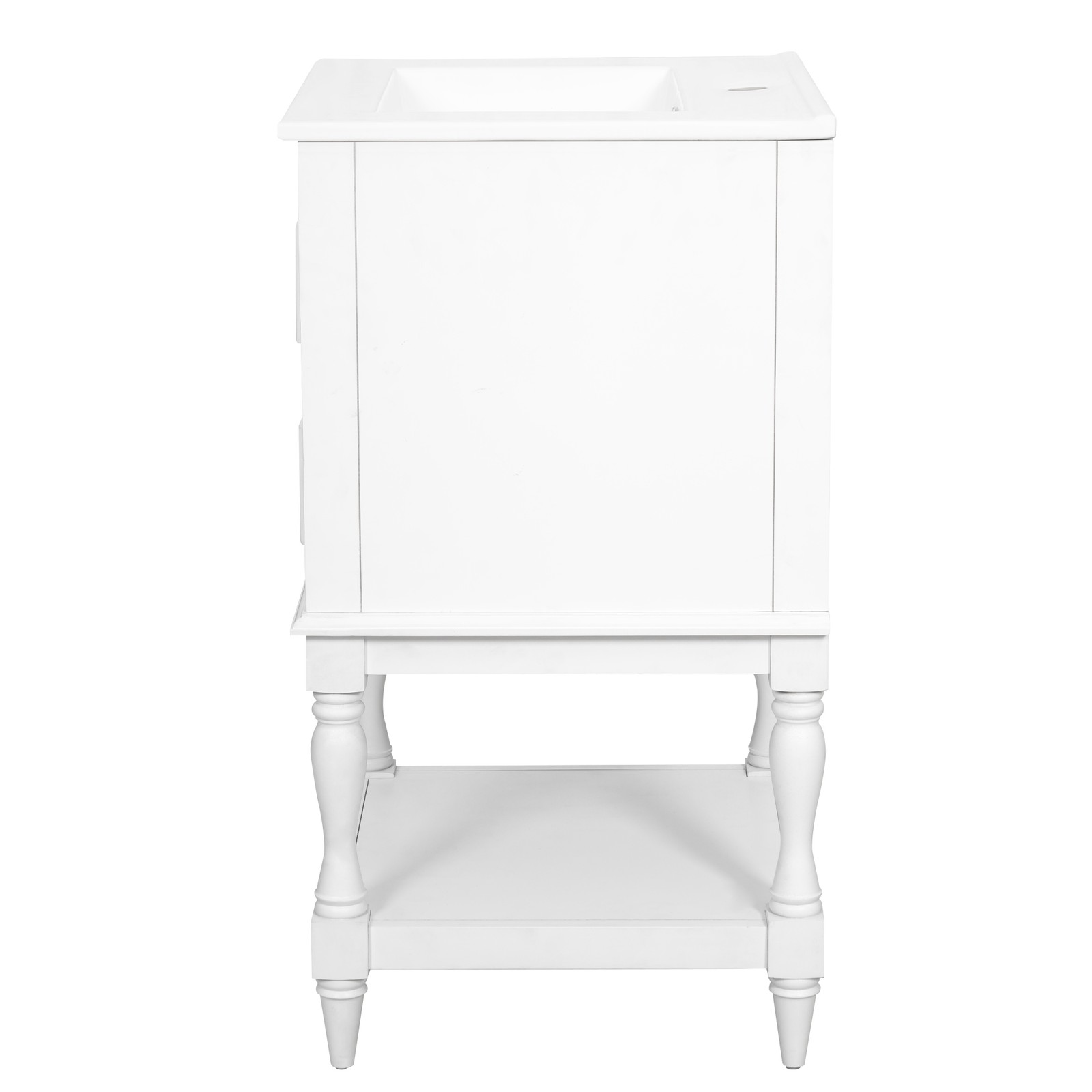 20″ Bathroom Vanity with Ceramic Sink, 2 Drawers & Open Shelf, Retro Design