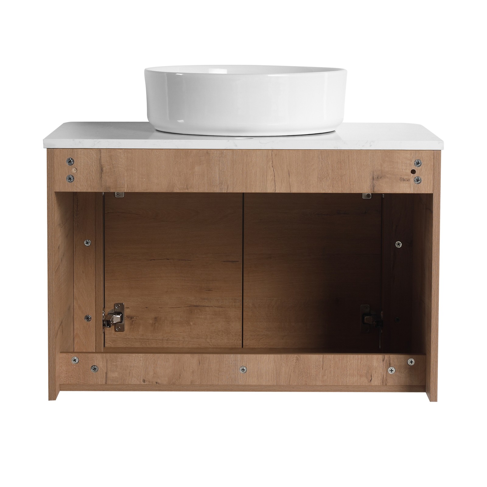 42” Wall-Mounted Bathroom Vanity Counter Top White Vessel Sink Storage Shelves