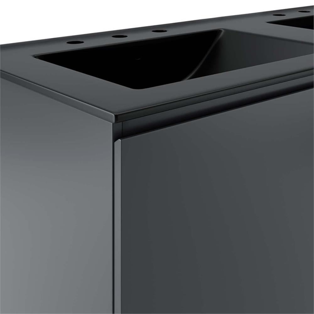 Modway Bryn 48″ Modern Wood/Ceramic Double Sink Bathroom Vanity in Gray/Black