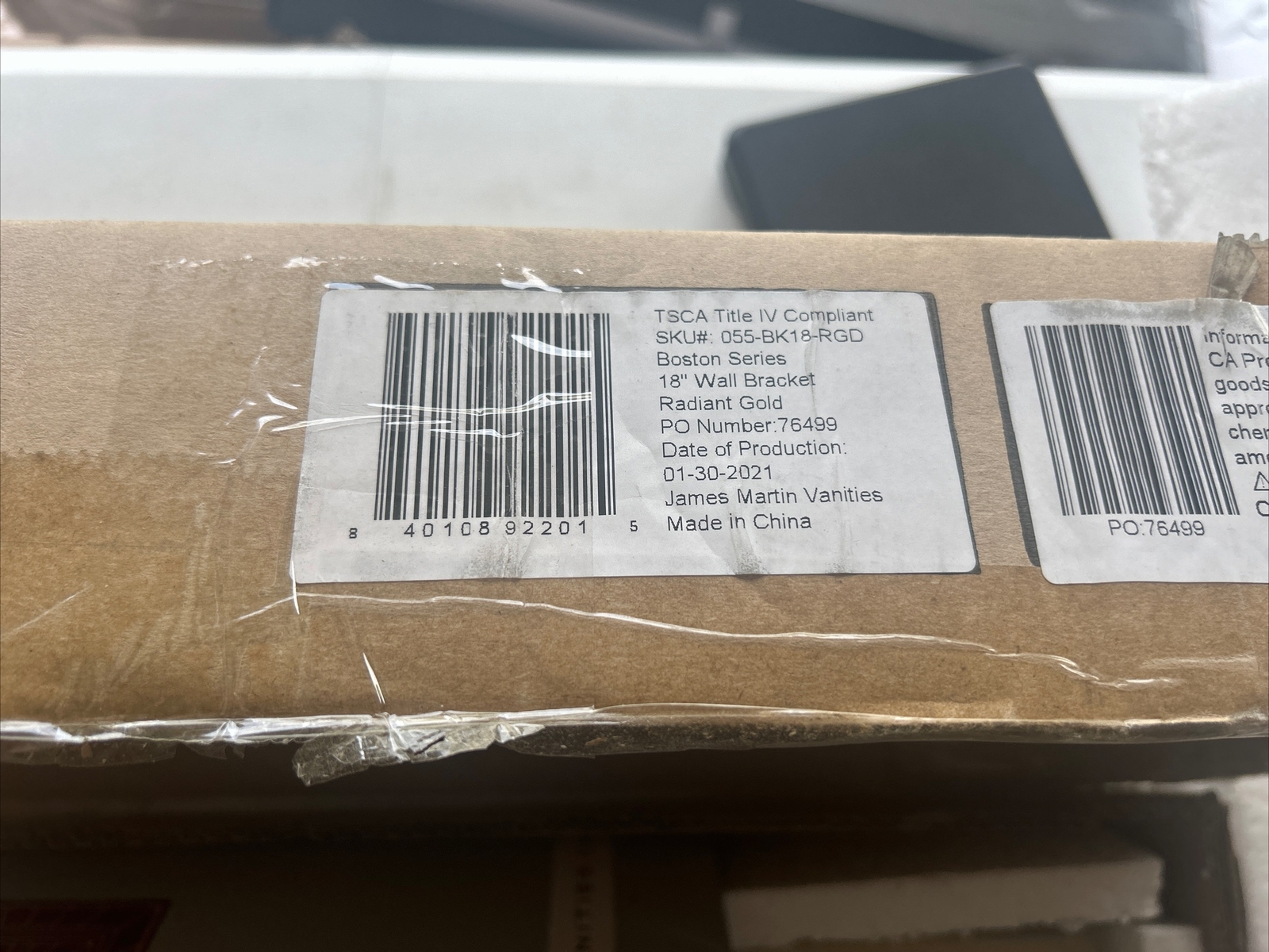 James Martin Vanities Boston Series 18” Wall Bracket Radiant Gold