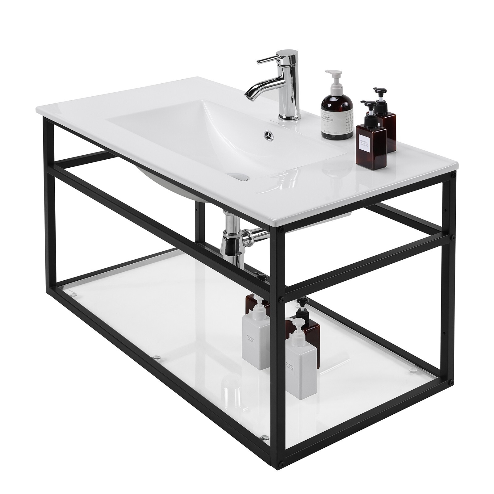 36” Bathroom Vanity Set Wall mounted Cabinet Floating Vanity Minimalist Style
