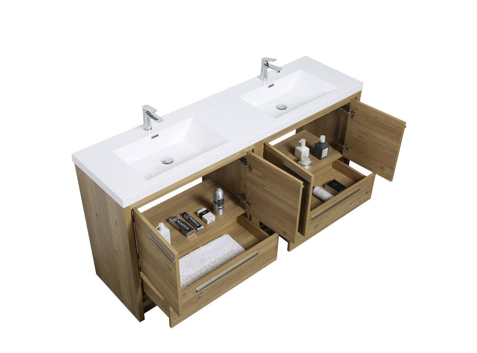 Alma Allier 72 inch Natual Oak Finish Vanity With White Sink