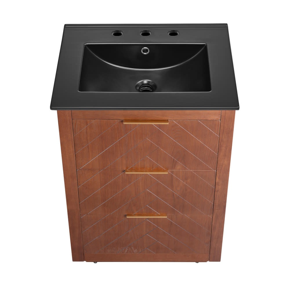 Swiss Madison SM-BV372-3 Daxton 24″ Freestanding Bathroom Vanity – Brown Oak /