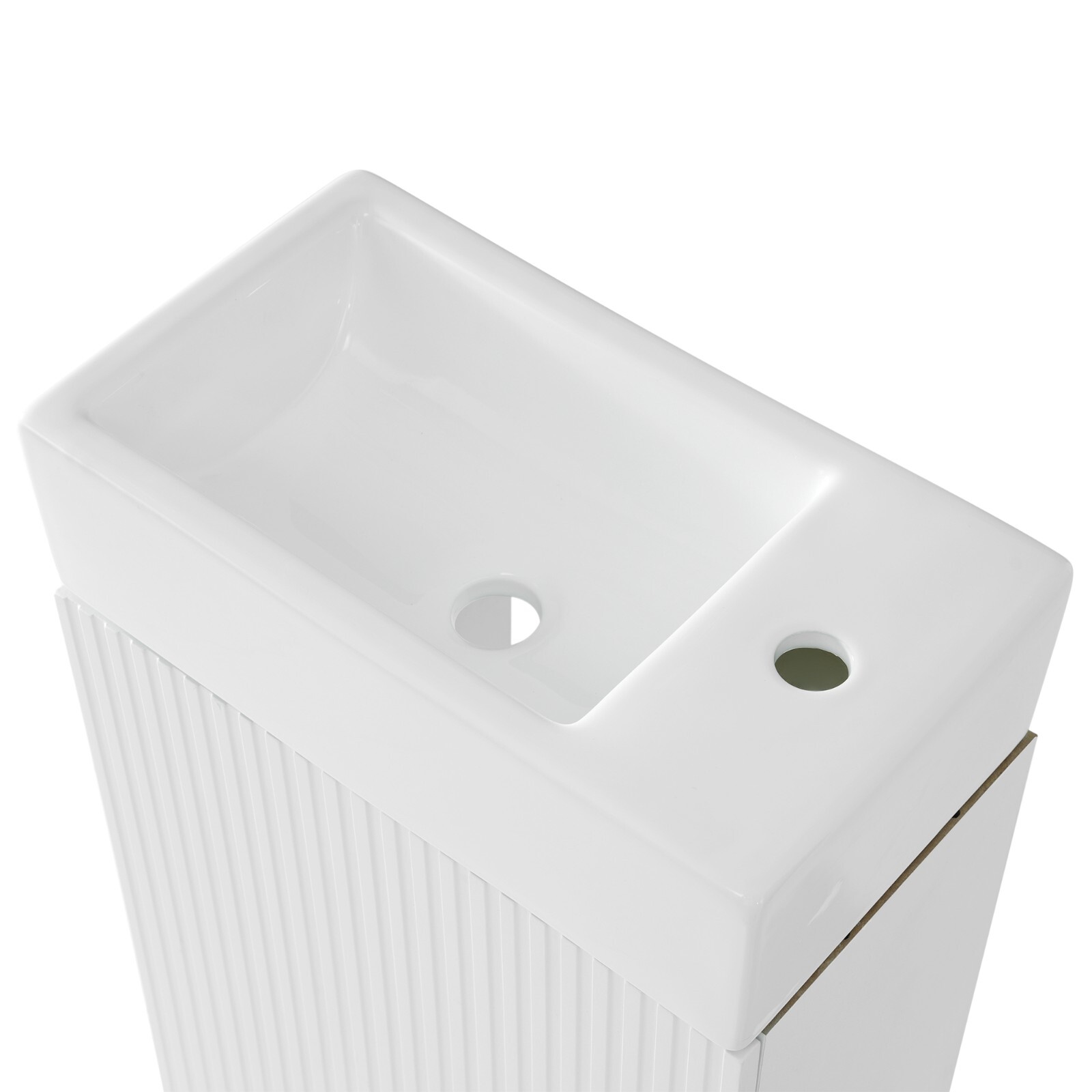 Wooden 18.6″ Bathroom Vanity Cabinet with Ceramic Sink Storage Shelf Tissue Rack