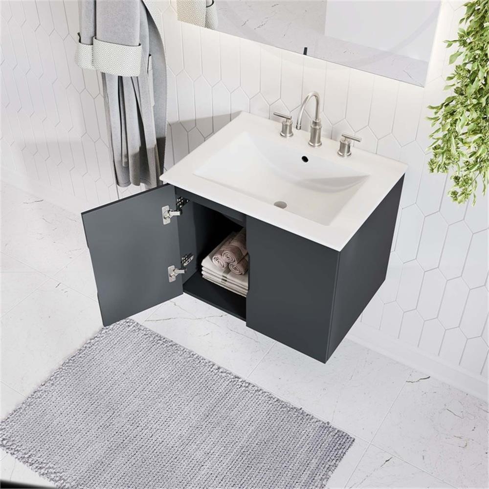 Modway Vitality 23″ Modern Wood/Ceramic Bathroom Vanity in Gray/White