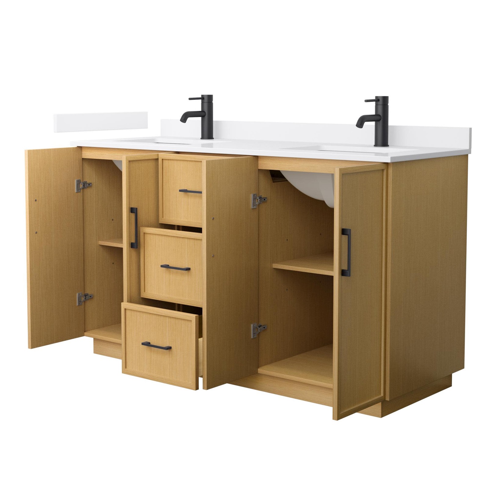 Wyndham Collection WCH7474-60D-VCA-MXX Elan TK 60″ – Light Oak / White Cultured