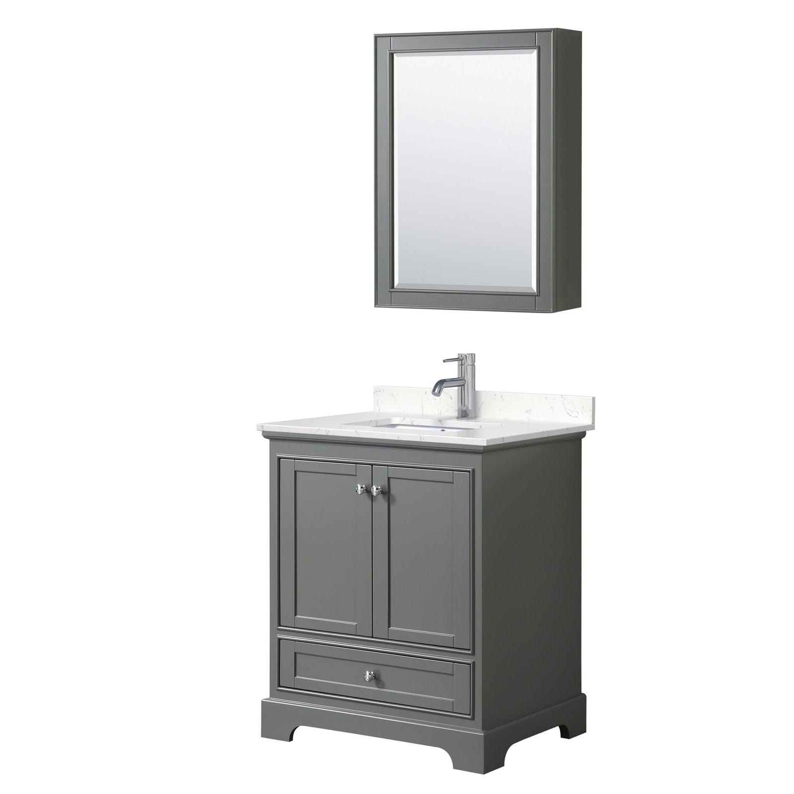 Wyndham Collection WCS202030S-VCA-MED Deborah 30″ – White / Carrara Cultured