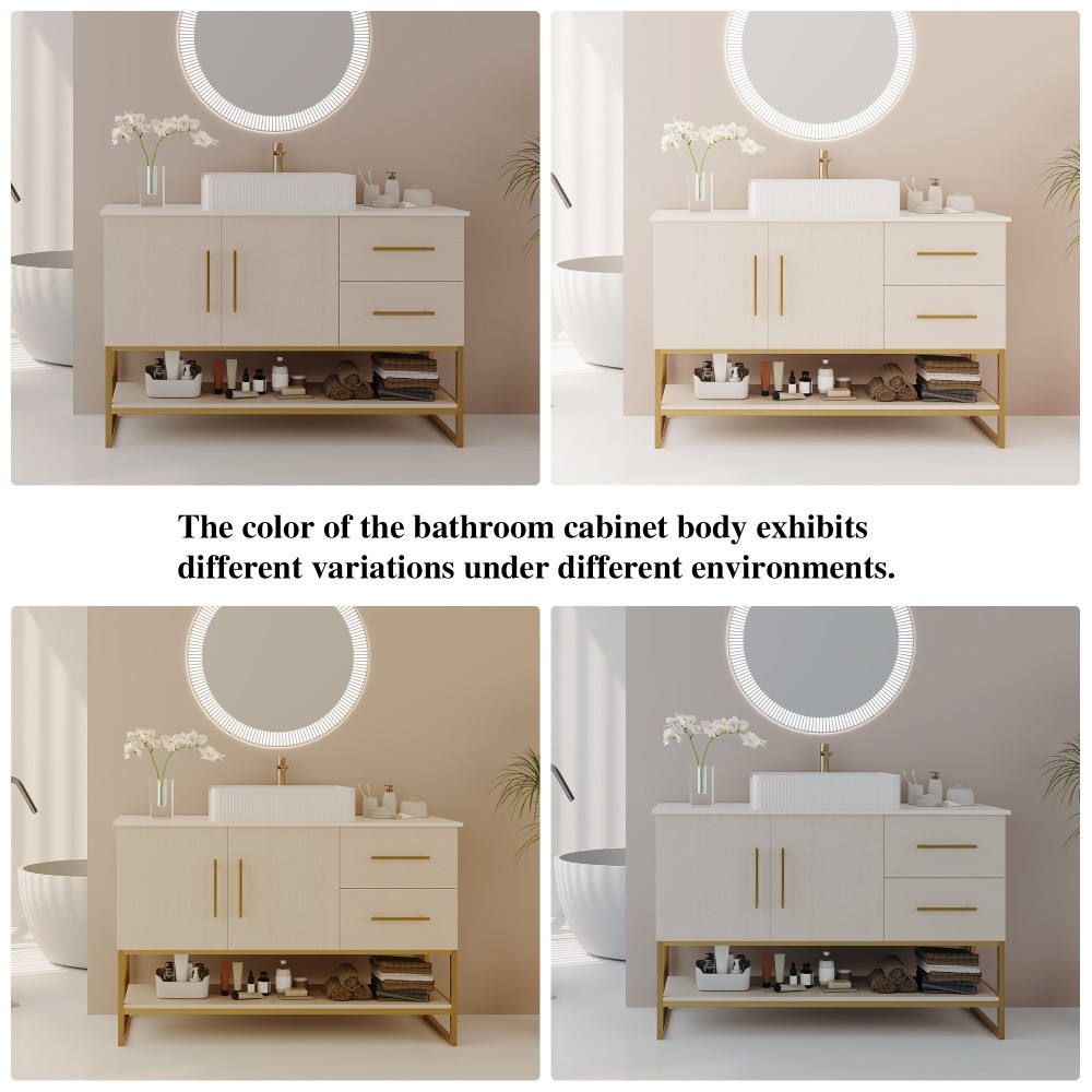 47.2″ Modern Bathroom Vanity w/Ceramic Vessel Sink Free Standing Storage Cabinet