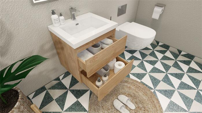 BOHEMIA LINA 24″ WALL MOUNTED BATH VANITY WITH REINFORCED ACRYLIC SINK MOB24