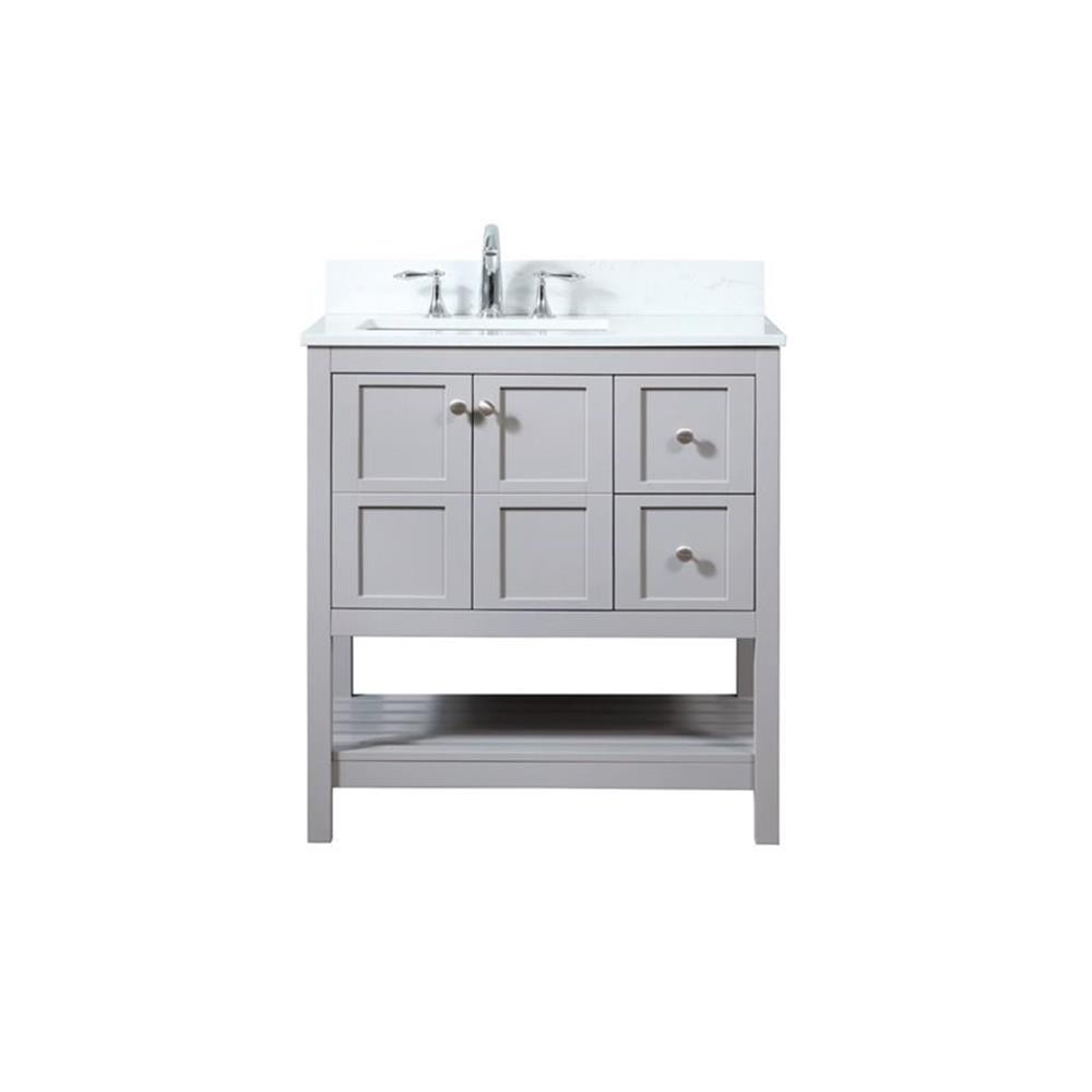 Elegant Decor Theo 32″ MDF Single Bathroom Vanity with Backsplash in Gray