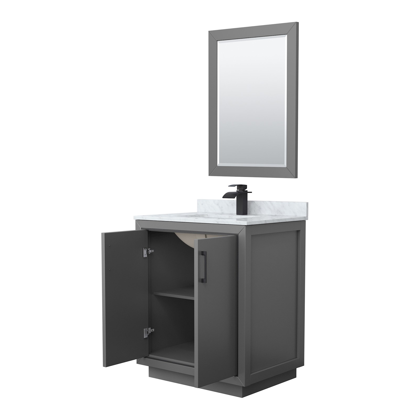 Wyndham Collection WCF1111-30S-NAT-M24 Icon 30″ – Dark Gray / Brushed Nickel