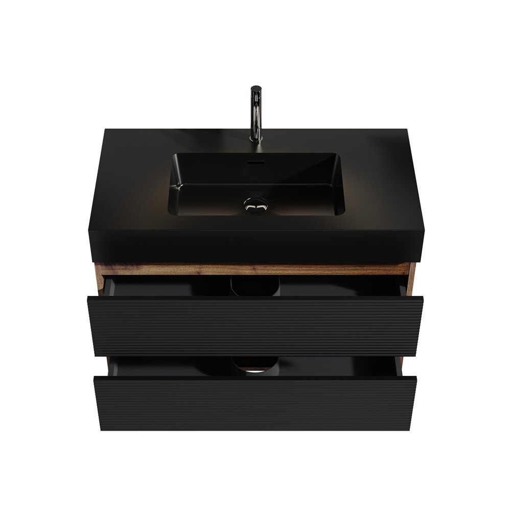36″ Wall Mounted Bathroom Vanity w/Sink,2 Drawer,Floating Vanity Storage Cabinet