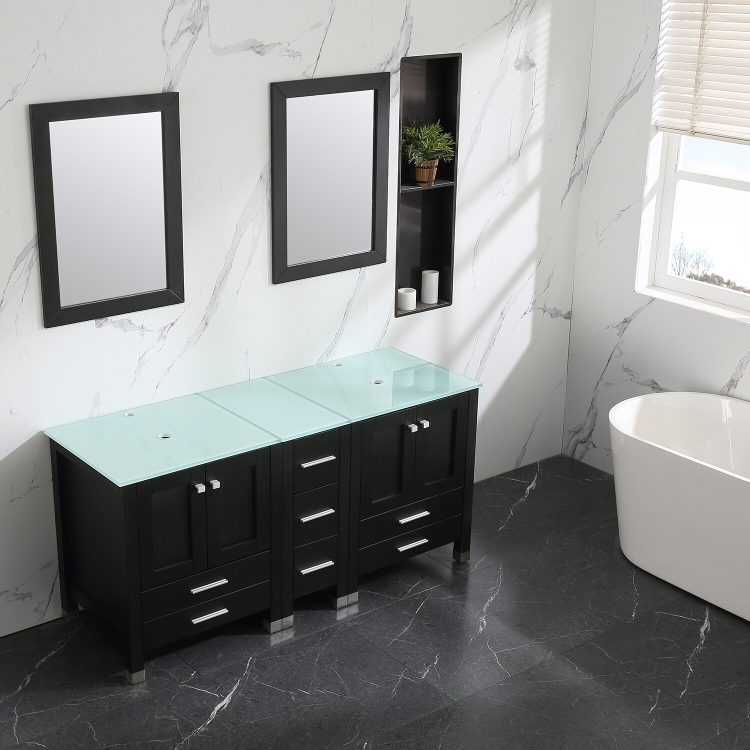 Bathroom Vanities 60″ Double Cabinets Combo w/Mirror