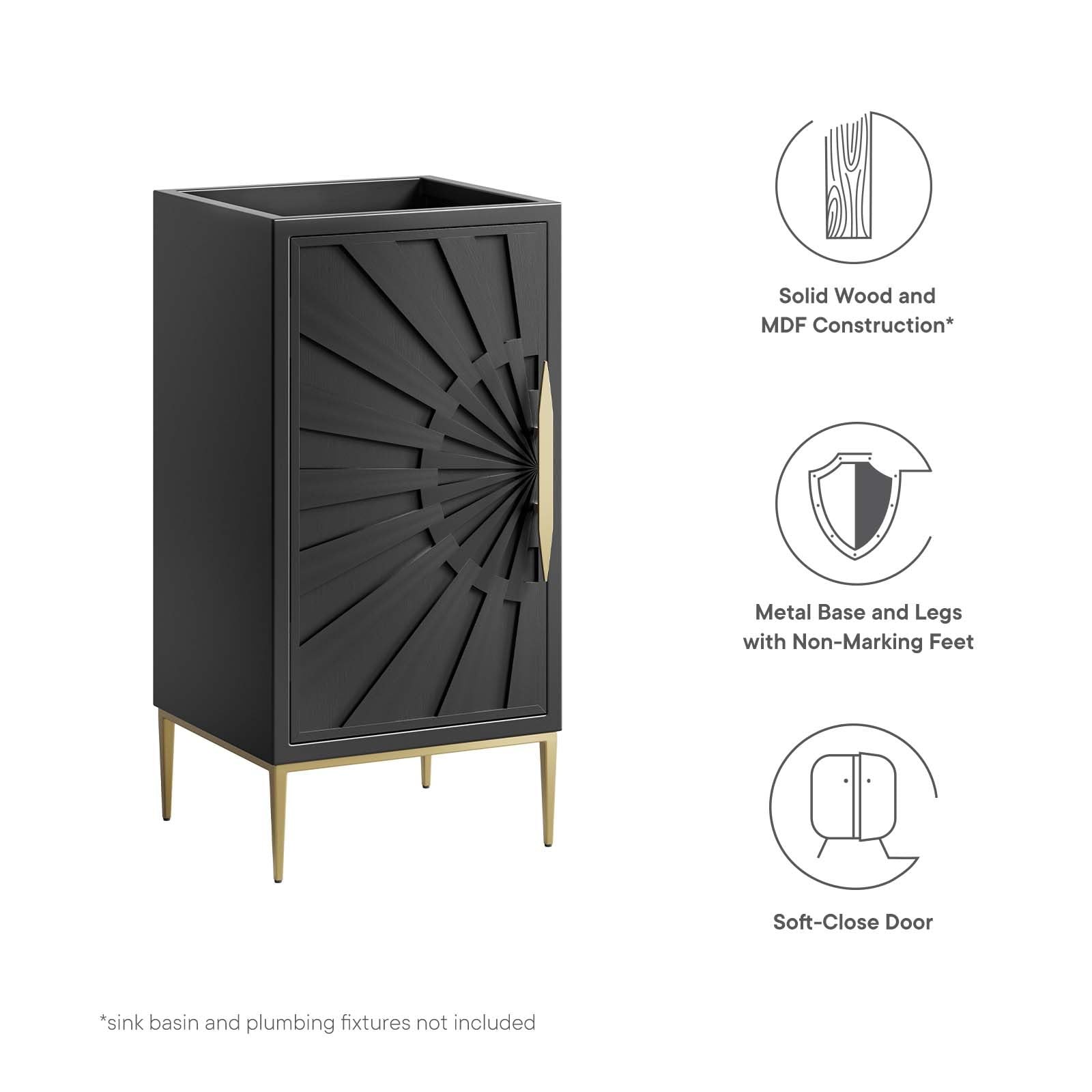 Modway Awaken 18″ Solid Wood and MDF Bathroom Vanity Cabinet in Black
