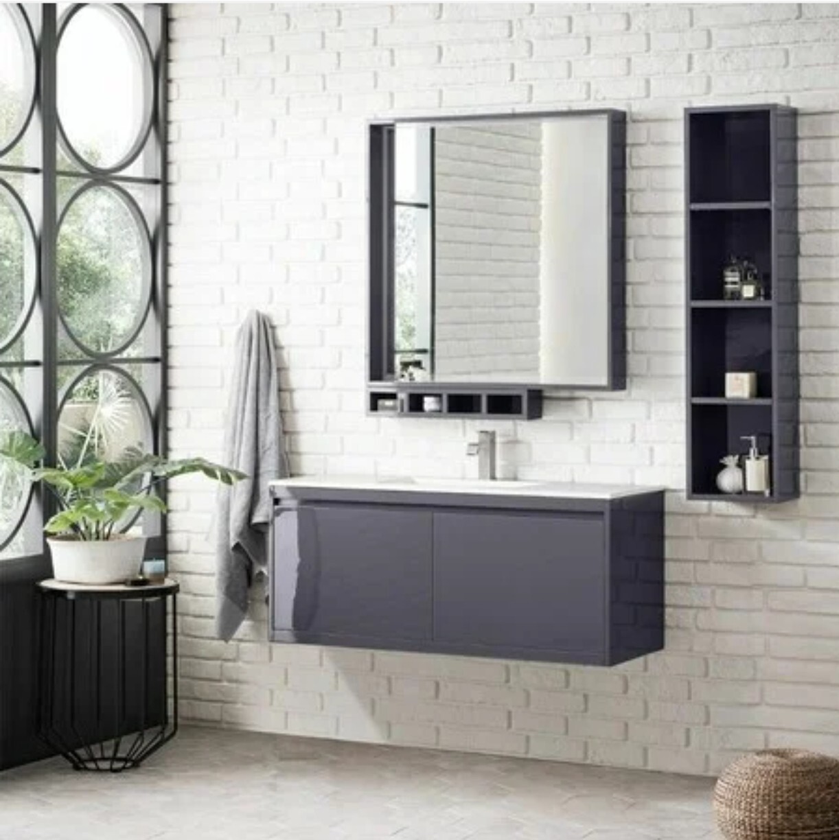 James Martin Vanities Milan 47.3″, Modern Grey Glossy, Cabinet Only