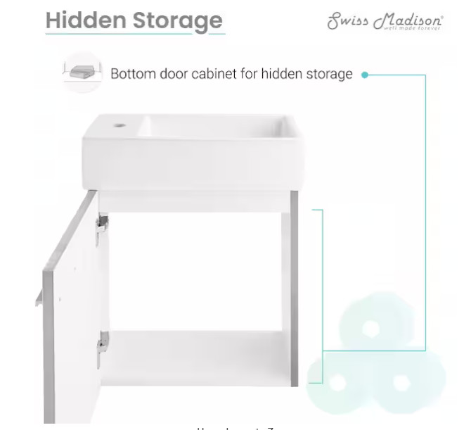 Swiss Madison Colmer 18″ Wall‑Mounted Vanity Base Only – Brushed Gray SM-BV613C