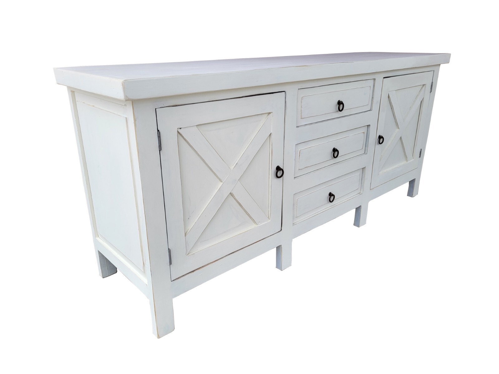 Farm House Rustic Bathroom Double Sink Vanity White washed