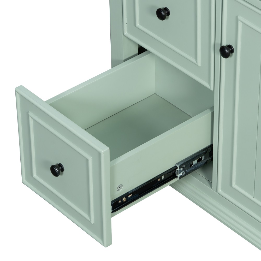 30″ Green Bathroom Vanity with Ceramic Sink Solid Wood MDF Cabinet