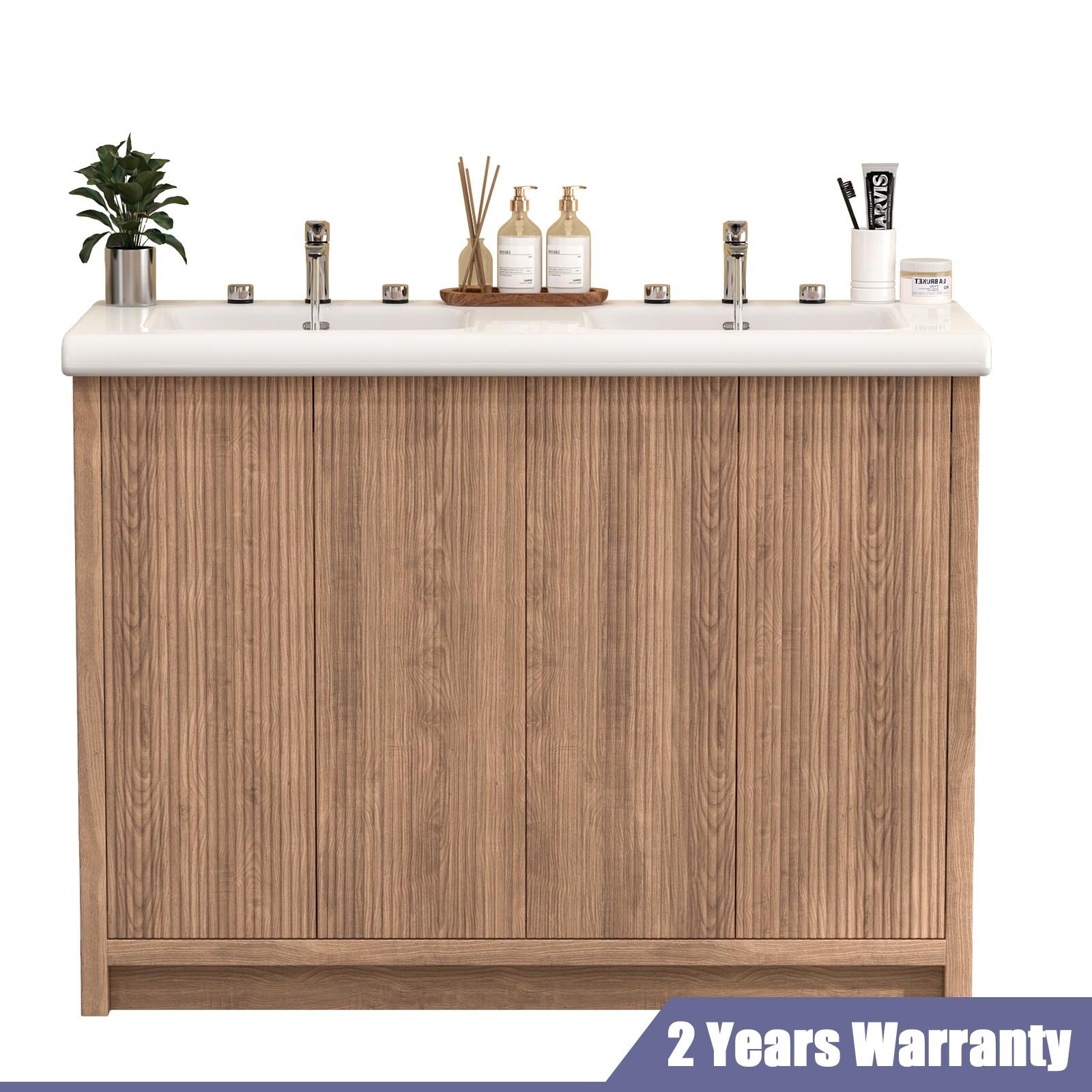 47″ Large Bathroom Vanity Set Double Sink Ceramic Freestanding Cabinet Storage