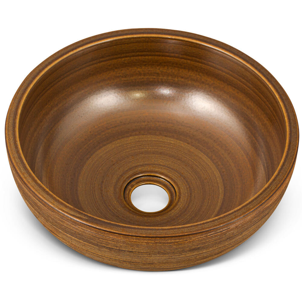 US Seller – 14in Sienna Textured Oriental Porcelain Basin
